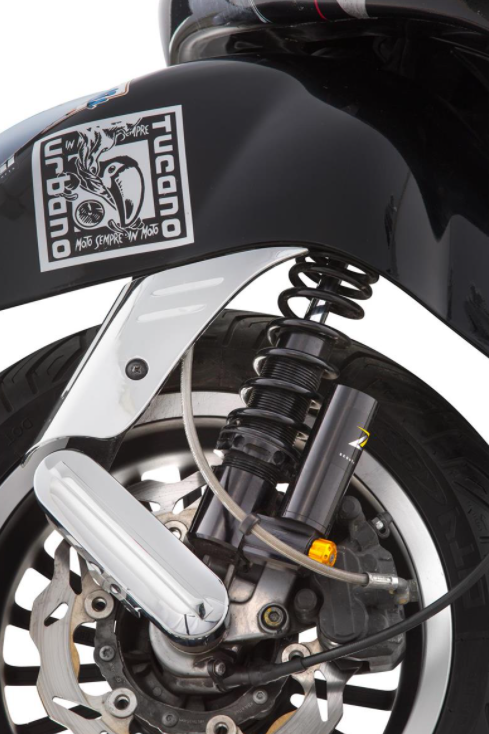Stoßdämpfer "Black Edition", vorne für Vespa Primavera/​Sprint 50 -150ccm 2T/​4T AC, schwarz