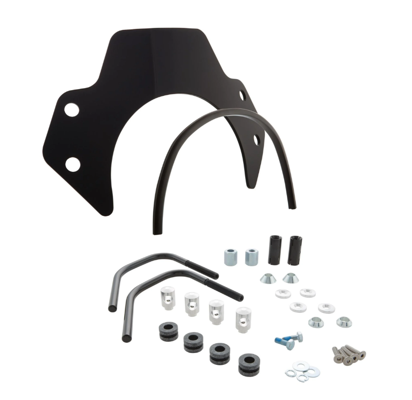 Flyscreen für Vespa Primavera/Elettrica 50-150ccm 2T/​4T, schwarze Halter, schwarz getönt