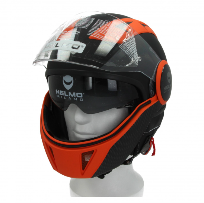 Helmo Milano Full Jethelm, FuoriRotta Premium, schwarz, orange, matt