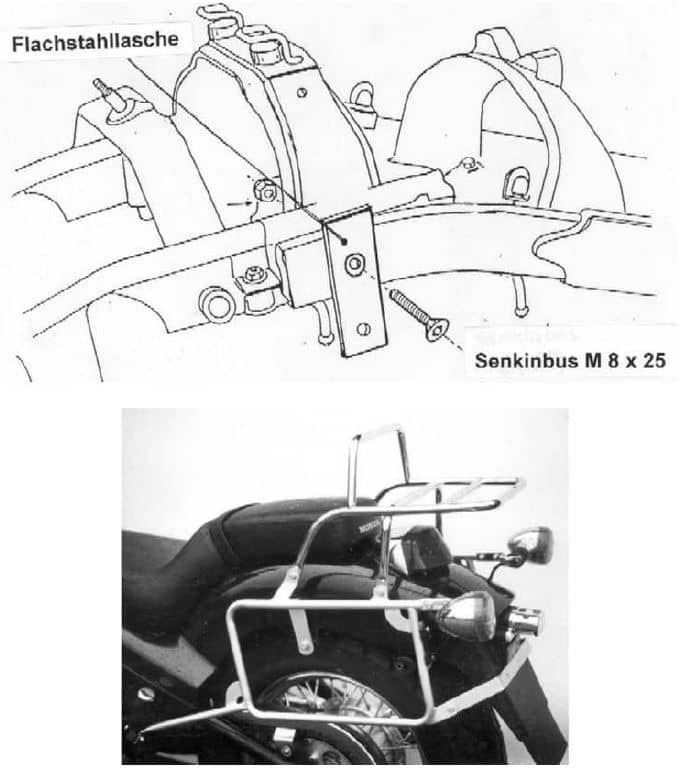 Rohrgepäckbrücke Topcase-Träger und Seitenkofferträger chrom für Honda VT 600 C (88-00)