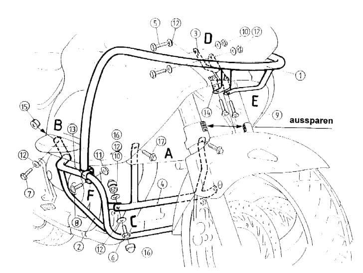 Motorschutzbügel schwarz für Honda FNT 650 V Deauville (98-05) Hepco & Becker