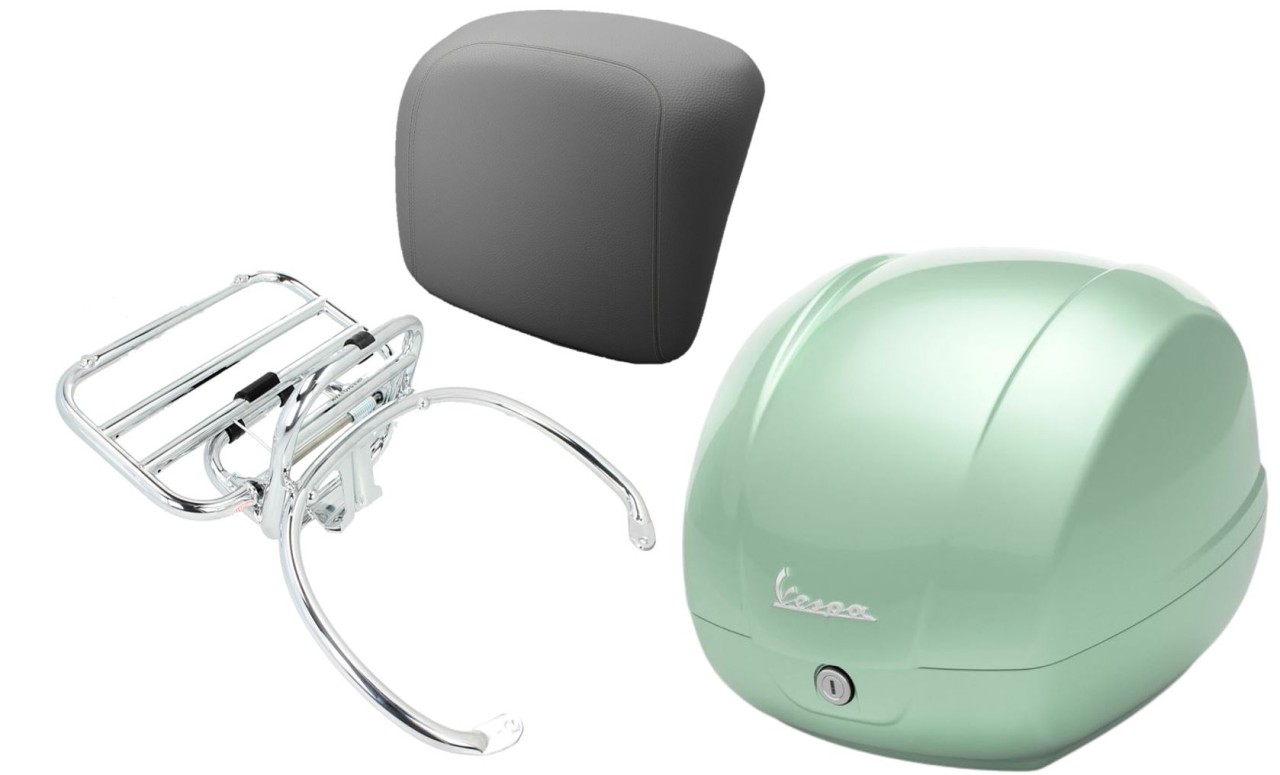 Topcase Kit 36L latte menta (350/A), Gepäckträger chrom für Vespa GTS 125/300/310