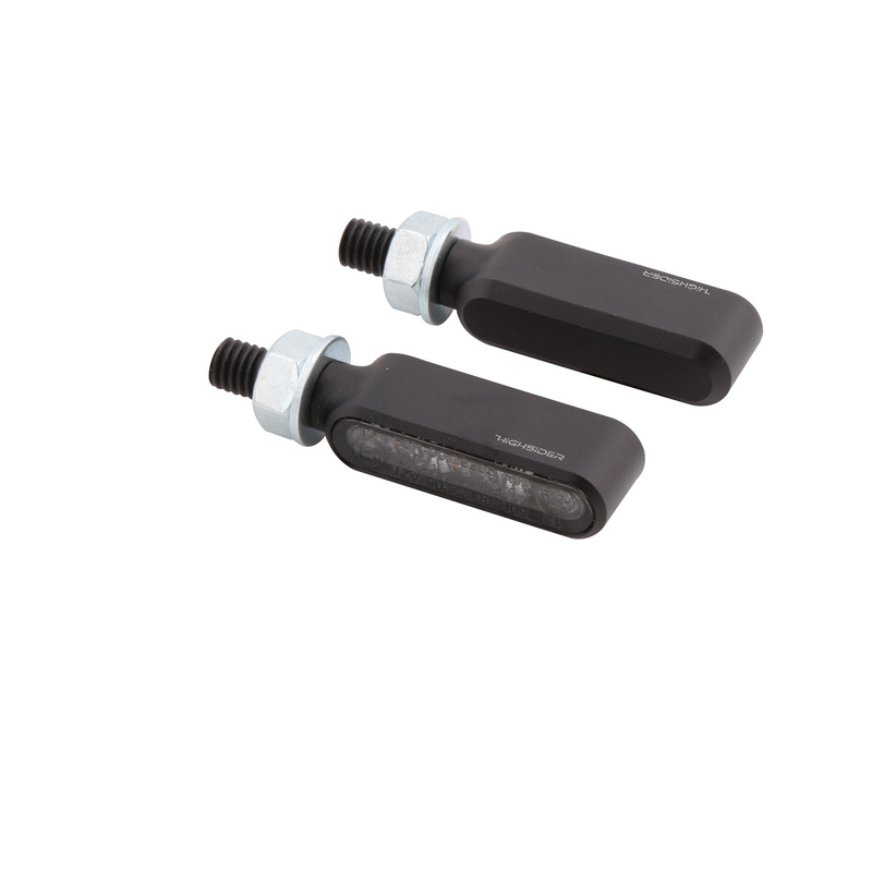 HIGHSIDER Pro Bronx-MX LED Blinker Gehäuse Schwarz / Linse Rauchgrau (Paar), Vorn & Hinten
