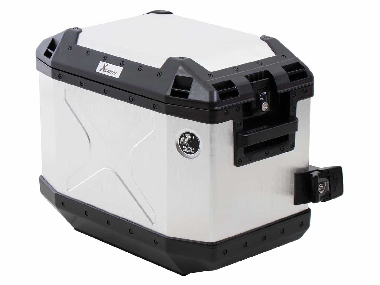 Seitenkoffer Alu Xplorer 40 Cutout links silber Hepco & Becker