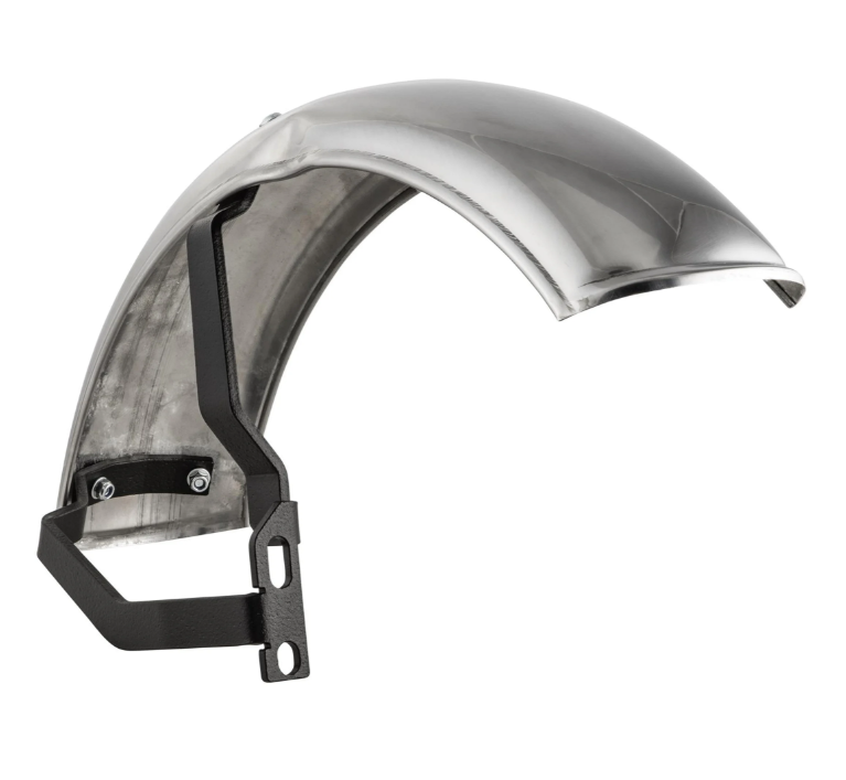 Kotflügel 2.0 Garelli für Vespa PX 80-200ccm, Edelstahl poliert, Halter schwarz