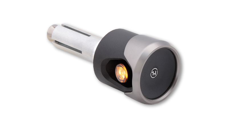 HIGHSIDER Pro Akron-Flash LED Bar End Indicator Gehäuse  Schwarz-Titan / Linse Orange (Paar), Vorn