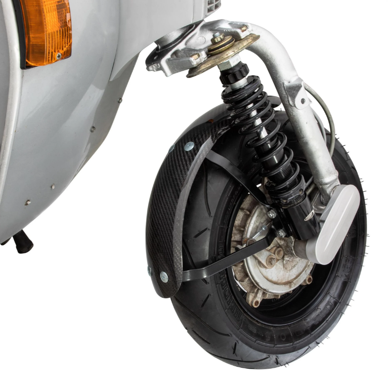 Kotflügel Garelli Race EVO II für Vespa PX 80-200ccm, Carbon, Halter schwarz
