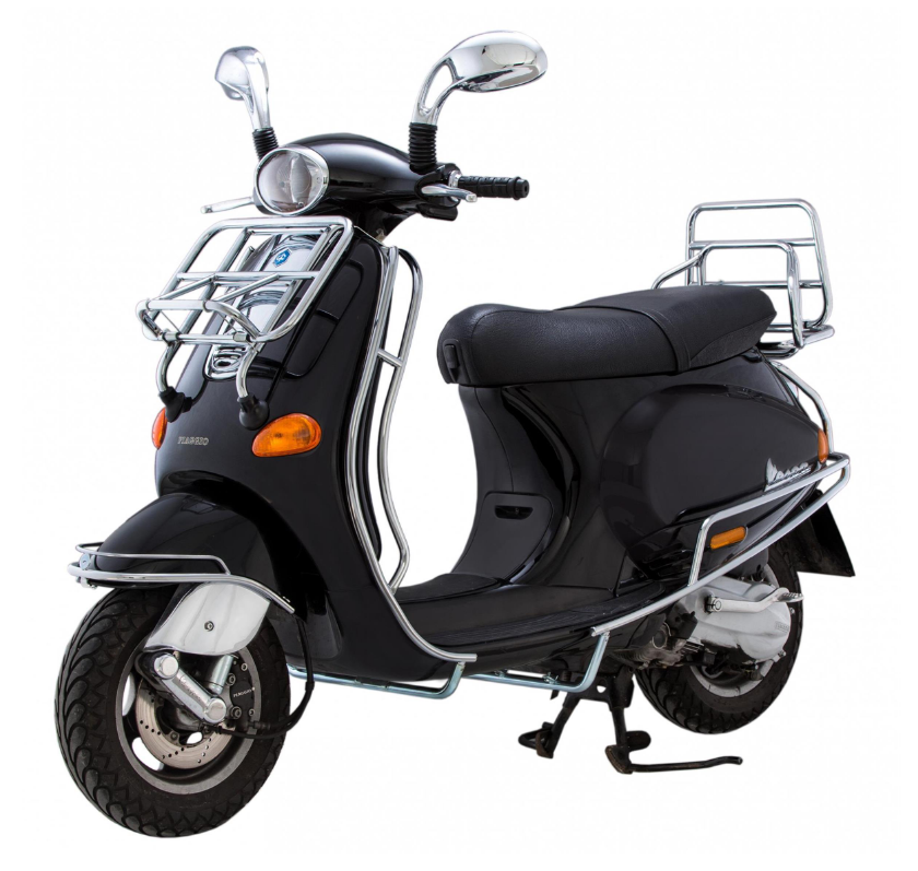 Gepäckträger hinten für Vespa ET2/​ET4 50-150ccm, klappbar, chrom