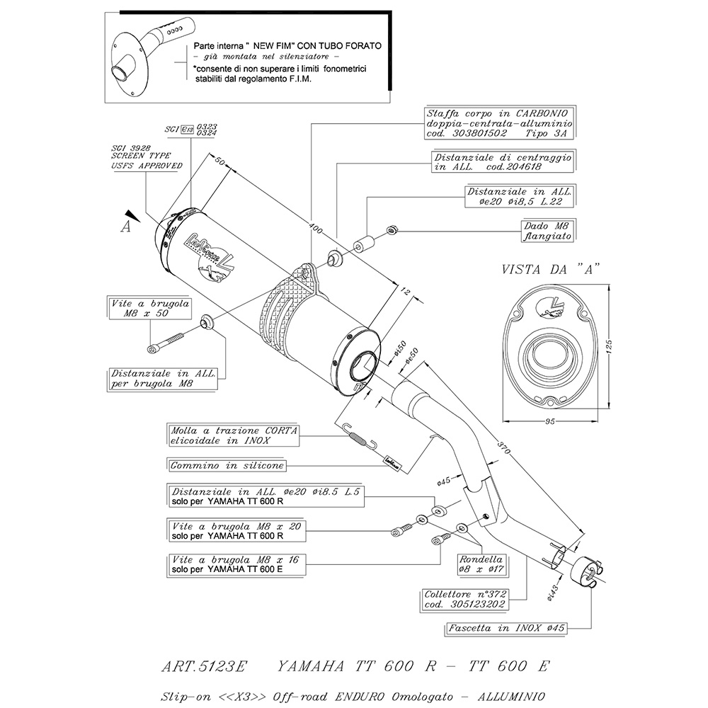 LeoVince Auspuffanlage X3, Aluminium, Slip On für Yamaha TT 600 R / TTE 600