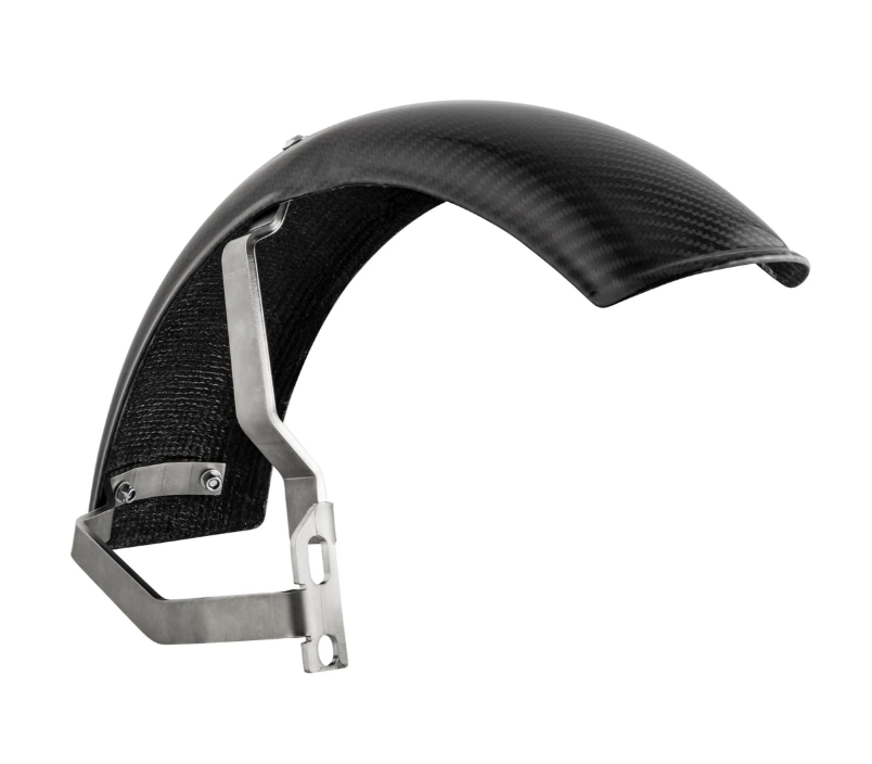 Kotflügel 2.0 Garelli EVO II für Vespa PX 80-200ccm, Carbon klar, Halter Edelstahl