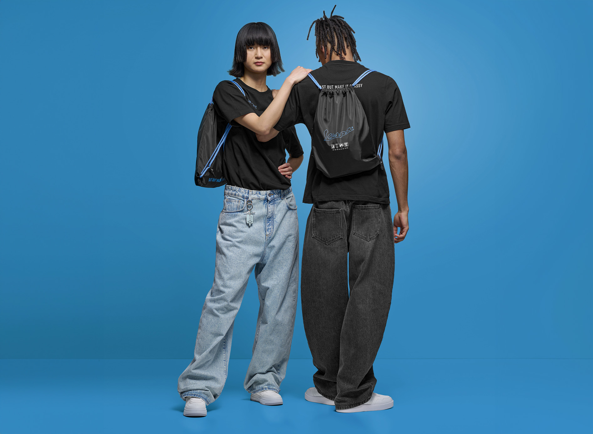 Vespa Turnbeutel/Rucksack schwarz blau DEC-Kollektion