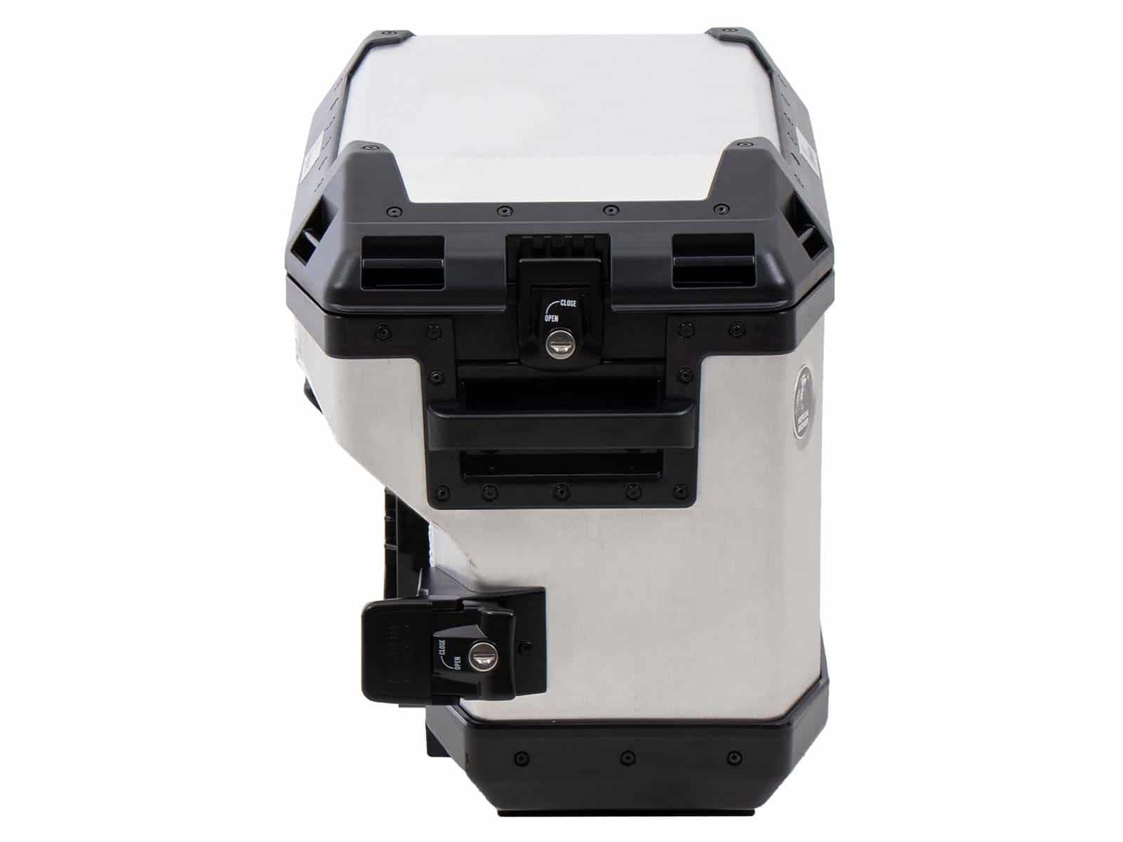 Seitenkoffer Alu Xplorer 37 Cutout (ausgespart für Auspuff) rechts silber Hepco & Becker