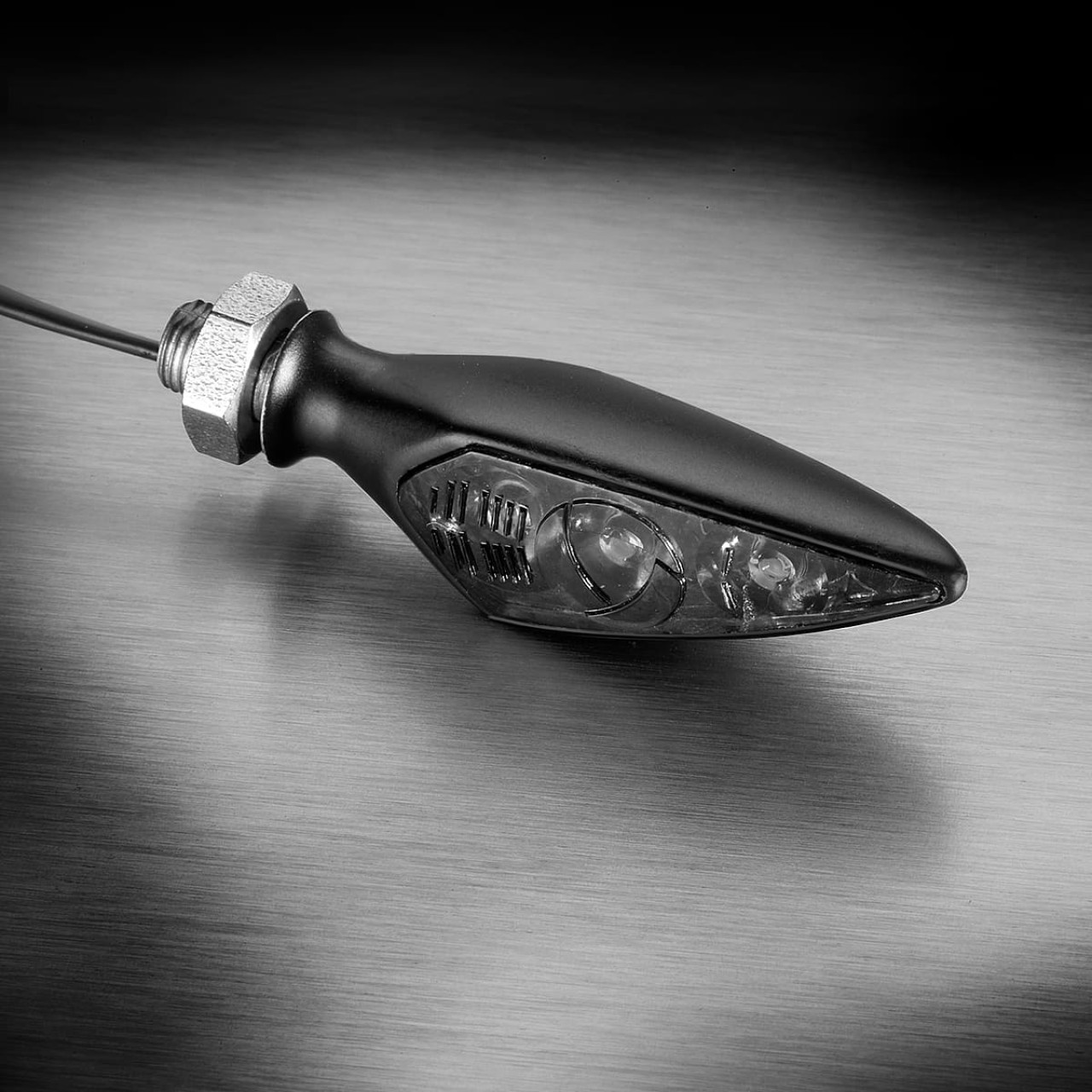 Kellermann Blinker, Rhombus S Dark, Aluminium, LED, VR/HL, 12 V, schwarz seidenmatt, M5x0,5x6,5