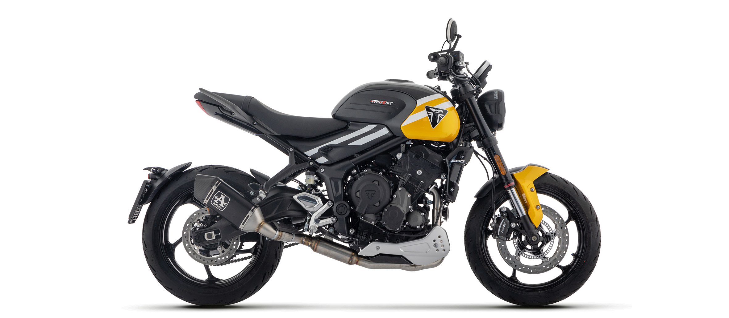 ARROW Komplettanlage mit VELOCE Endschalldämper schwarz mit Cabonendkappe für Triumph Trident 660, 2