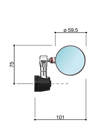 Lenkerendenspiegel RIZOMA "SPY-R" Ø 57 mm links oder rechts für Vespa, schwarz/silber eloxiert