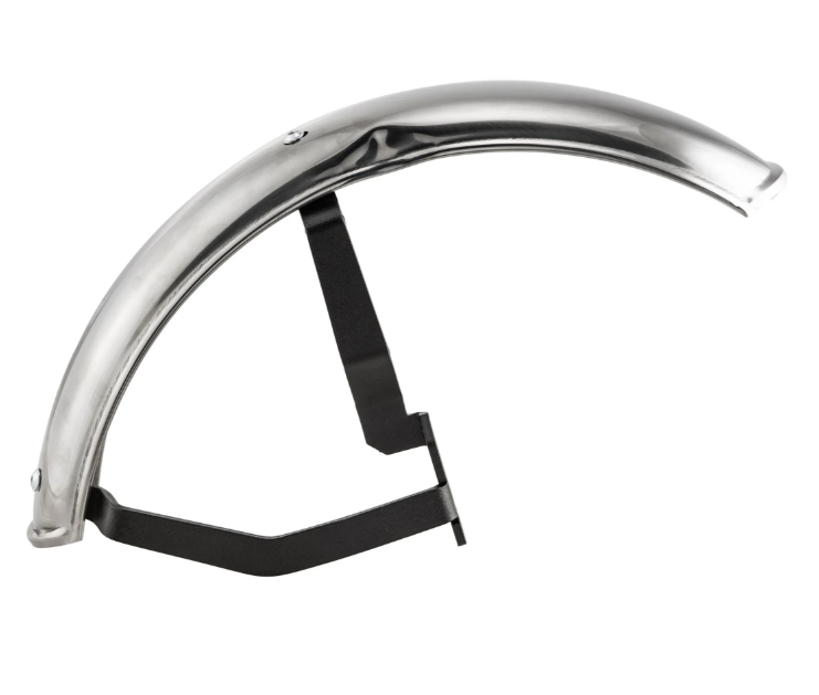 Kotflügel 2.0 Garelli für Vespa PX 80-200ccm, Edelstahl poliert, Halter schwarz