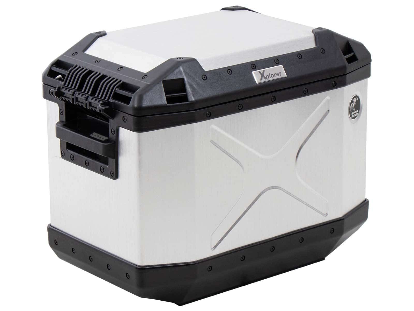 Seitenkoffer Alu Xplorer 40 Cutout links silber Hepco & Becker
