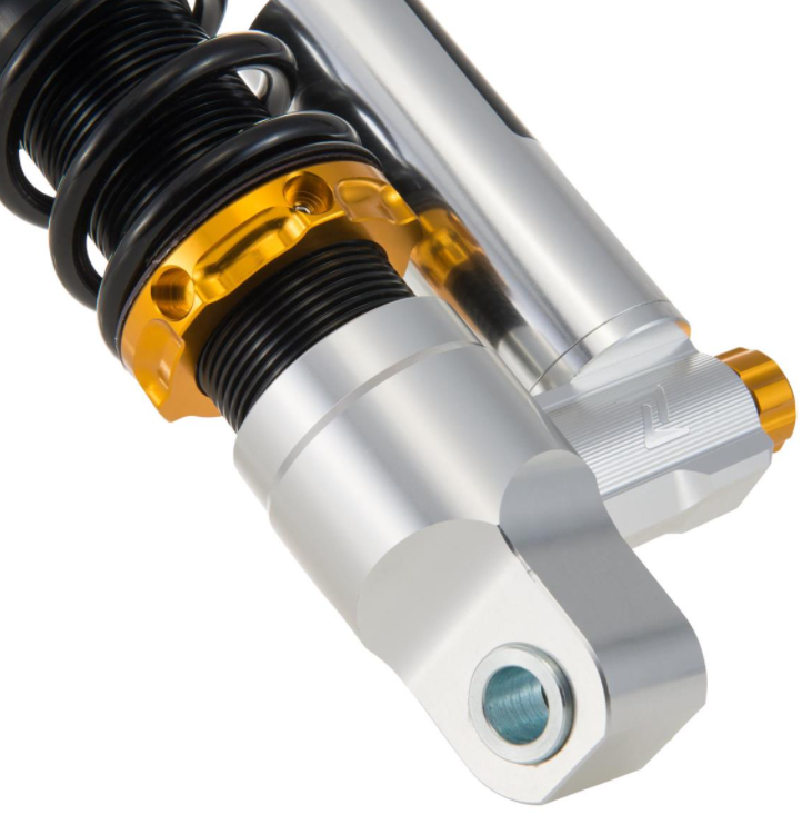 Stoßdämpfer "Black Edition", vorne für Vespa Primavera/​Sprint 50 -150ccm 2T/​4T AC, silber/orange