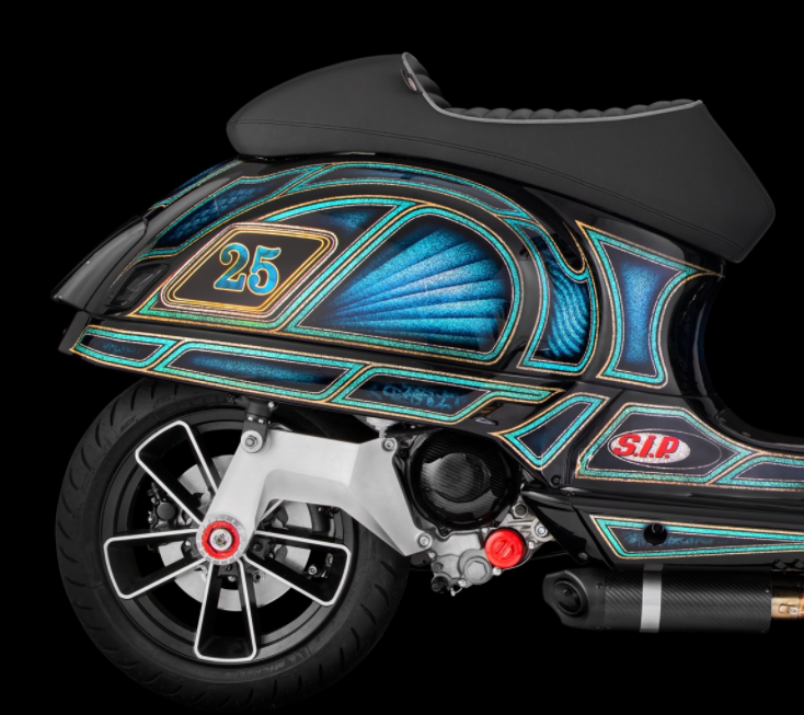 Schwingarm für Rennauspuff, hinten für Vespa GTS/​GTS Super/​GTV/​GT 60/​GT/​GT L ohne ABS, silber