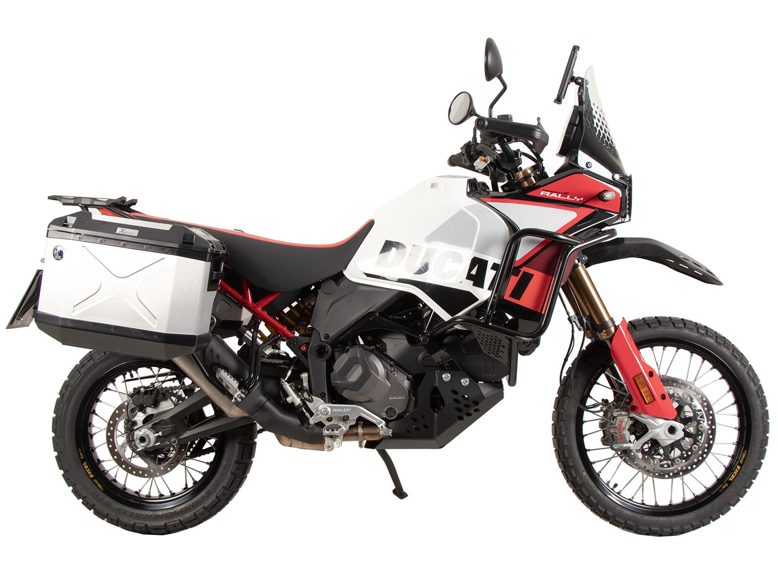 Kofferträgerset Cutout Träger inkl. Kofferset Xplorer Cutout silber für Ducati Desert X Rally (24-)