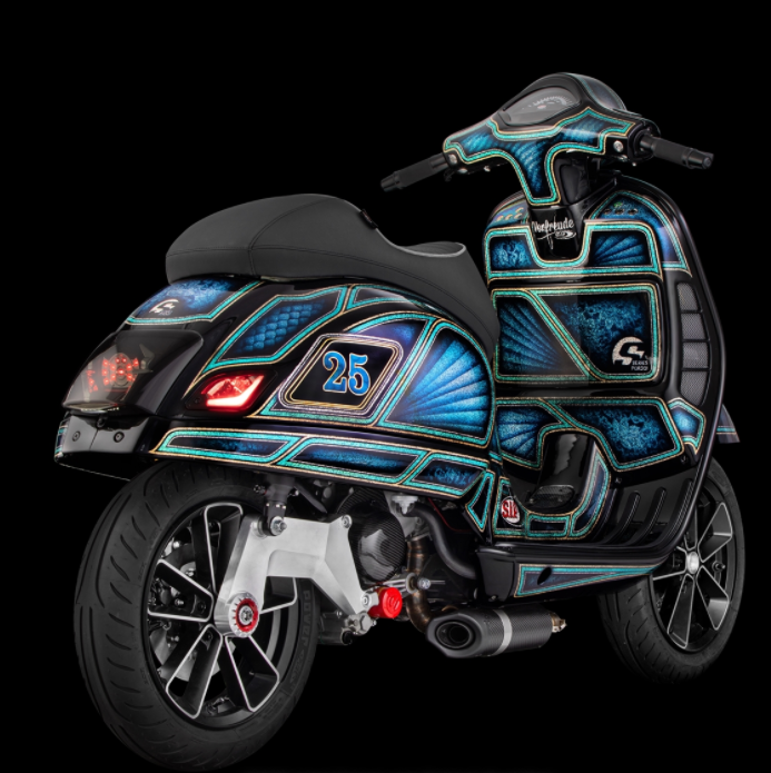 Schwingarm für Rennauspuff, hinten für Vespa GTS/​GTS Super/​GTV/​GT 60/​GT/​GT L ohne ABS, silber
