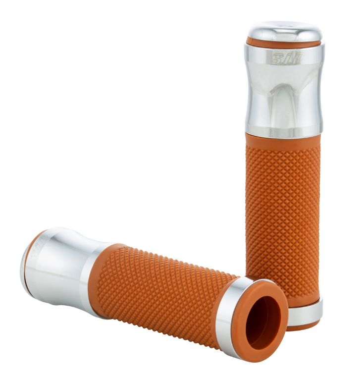 Griffe Ø 24/24 mm, L 125 mm für Vespa PX 125-200ccm, chrom/braun