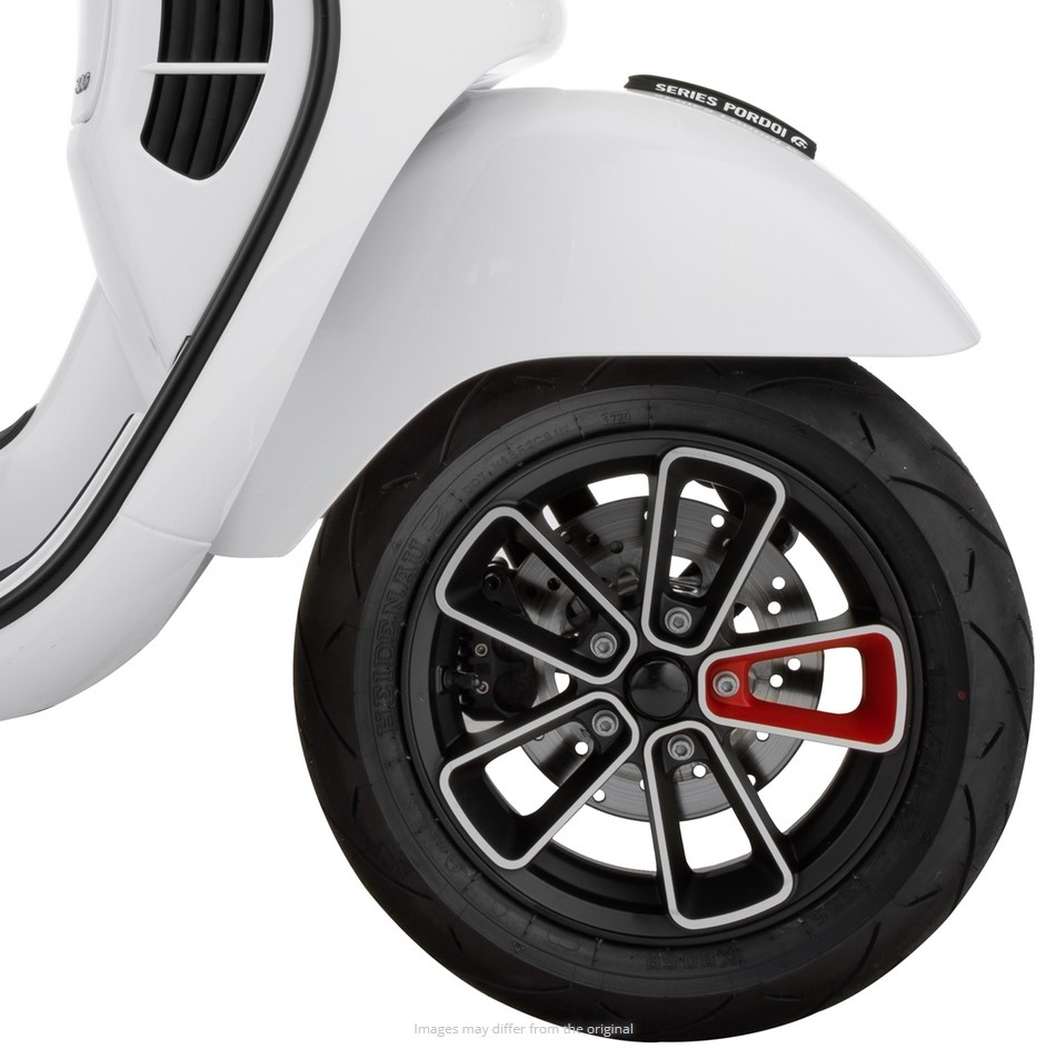 Felge vorne/hinten 12" für Vespa GTS/​GTS Super/​GTV/​GT 60/​GT/​GT L 125-300ccm, schwarz matt/​rot