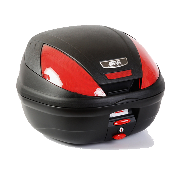 E370 MONOLOCK Topcase mit roten Reflektoren und Platte Givi