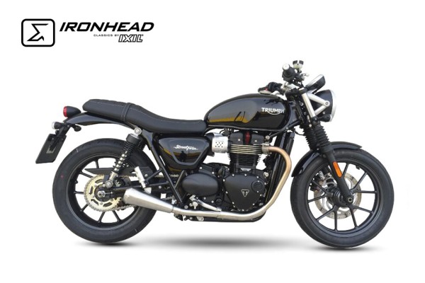 IRONHEAD Full Line Endtopf Triumph Street Twin 900 (16-18), Edelstahl, slip on, Paar, E-geprüft