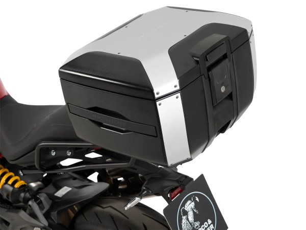 Smartrack Set inkl. Xcore Topcase 40 silber/schwarz für Ducati Monster 890 / + (26-) Hepco & Becker