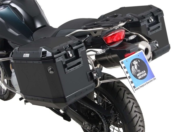 Kofferträgerset Cutout Edelstahlträger inkl. Kofferset Xplorer Cutout schwarz für F 850 GS Adventure