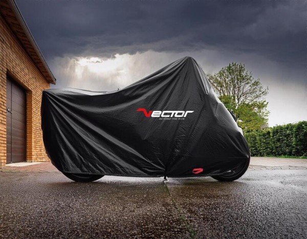 VECTOR Abdeckplane außen Baumwolle für Motorrad/Scooter – Schwarz - M