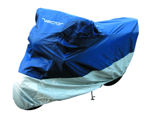 VECTOR Abdeckplane Innen-/Außen für Motorrad/Scooter – Blau/Silber - L