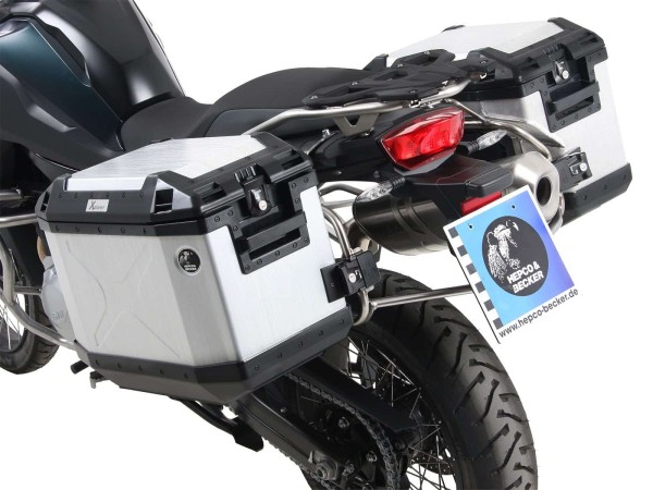 Kofferträgerset Cutout Edelstahlträger inkl. Kofferset Xplorer Cutout silber für F 850 GS Adventure