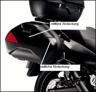 Mittlere Kofferabdeckung, schwarz für Suzuki V-Strom 650 BJ. 2009-2011/V-Strom 650 BJ. 2004-2008