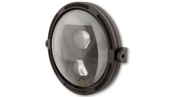 HIGHSIDER pro 7 Zoll Scheinwerfer Frame-R1 Typ 8 LED Schwarz Rauch Reflektor, Seitliche Befestigung