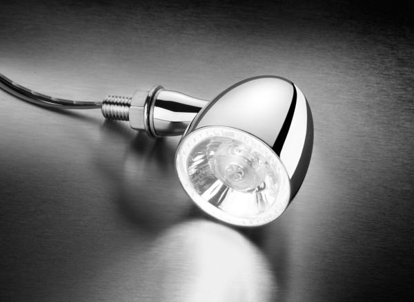 Kellermann Blinker mit Positionslicht, Bullet 1000 PL white, Stahl, LED, VL/VR, 12 V, chrom glänzend