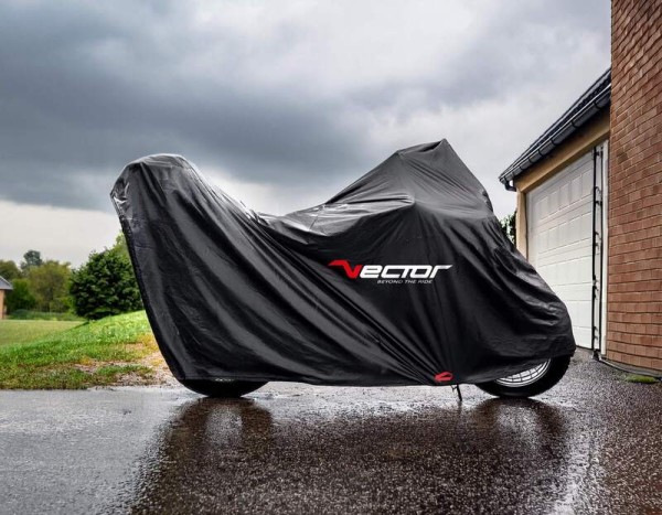 VECTOR H2O Abdeckplane Innen-/Außen für Motorrad/Scooter mit Topcase - Schwarz - L
