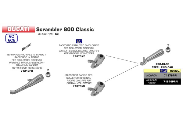 ARROW Zwischenrohr für Monster 797 2017- / Scrambler 800 2017- / Scrambler 800 Cafe Racer 2017- /