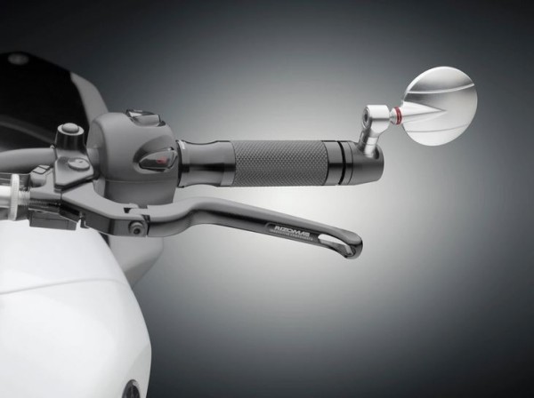 Lenkerendenspiegel RIZOMA "SPY-R" Ø 94.5 mm links oder rechts für Vespa, schwarz/silber eloxiert