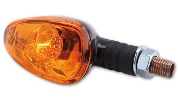 HIGHSIDER Smart Little Duke Glühlampen Mini-Blinker Gehäuse Schwarz / Linse Orange (Paar), Vorn & Hi