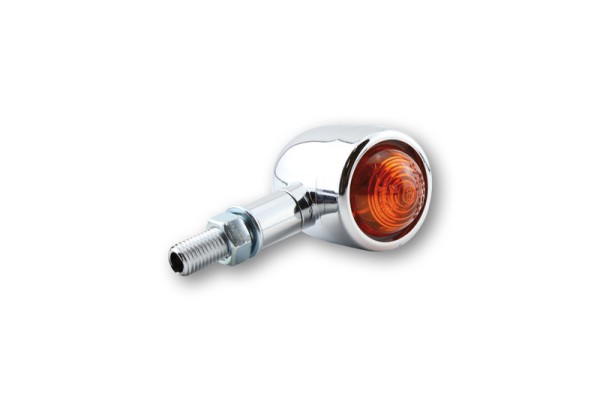 HIGHSIDER Smart Old School Typ 1 Glühlampen Blinker Gehäuse Chrom / Linse Orange (Paar), Vorn & Hint