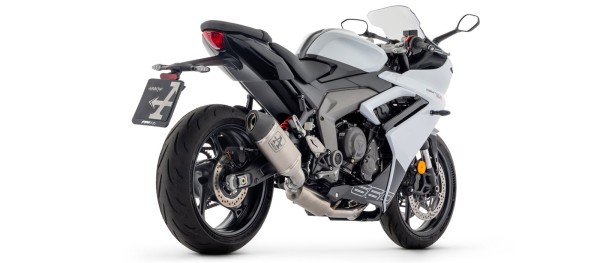 ARROW Komplettanlage mit VELOCE Endschalldämper Titan mit Cabonendkappe für Triumph Daytona 660, 202
