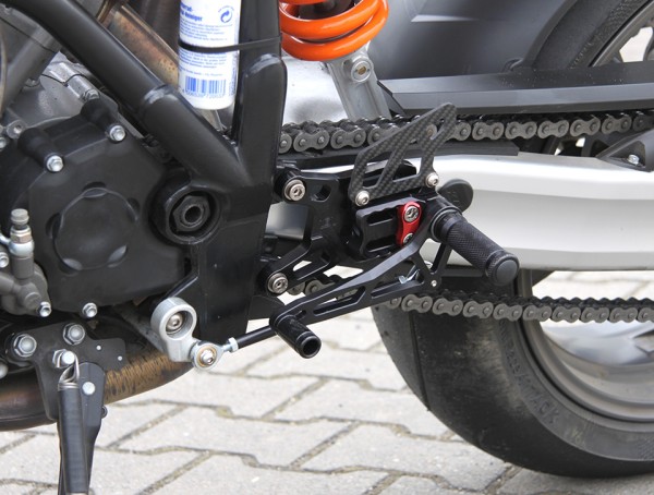 LSL 2Slide Rastenanlage für KTM 990 Super Duke, schwarz-rot