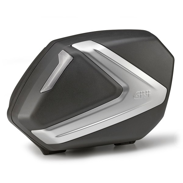 V37 TECH Seitenkoffer-Satz MONOKEY mit silber Cover und transparenten Reflektoren Givi