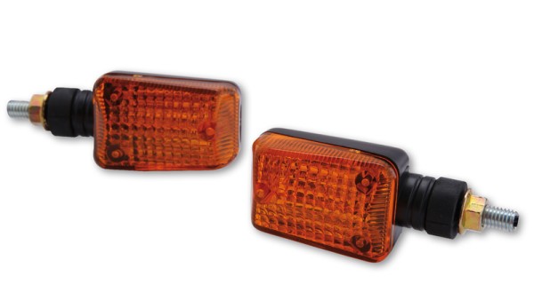 HIGHSIDER Smart Mini Glühlampen Blinker Gehäuse Schwarz / Linse Orange (Paar), Vorn & Hinten