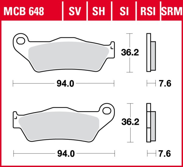 TRW Bremsbelagsatz MCB648SH, Sintermetall, homologiert ECE R90