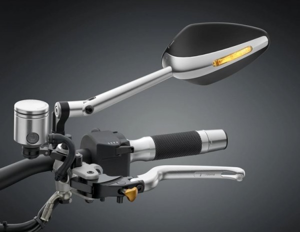 Spiegel RIZOMA "Veloce L naked" links oder rechts mit Blinker für Vespa, silber eloxiert
