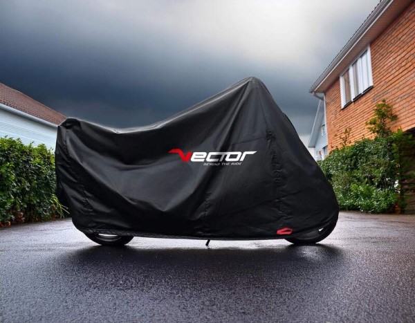 VECTOR H2O Abdeckplane Innen-/Außen für Motorrad/Scooter mit hohe Windschutzscheibe - Schwarz - L
