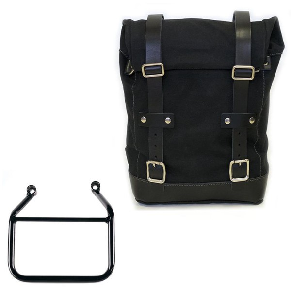Canvas-Seitentasche links 10L-14L + Rahmen Triumph Scrambler 400 X - Schwarz/Schwarz